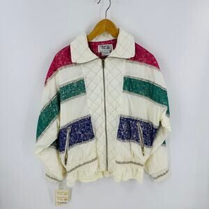 Vintage Clipper Bay Colorblock Nylon Zip Jacket Deadstock Size Small
